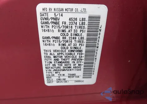 2014 Nissan Rogue Select S from USA, damaged, VIN JN8AS5MV5EW711588